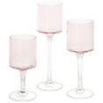 thumbnail image 1 of Koyal Wholesale Long Stem Glass Candle Holders, Set of 3 (Blush Pink), 1 of 5