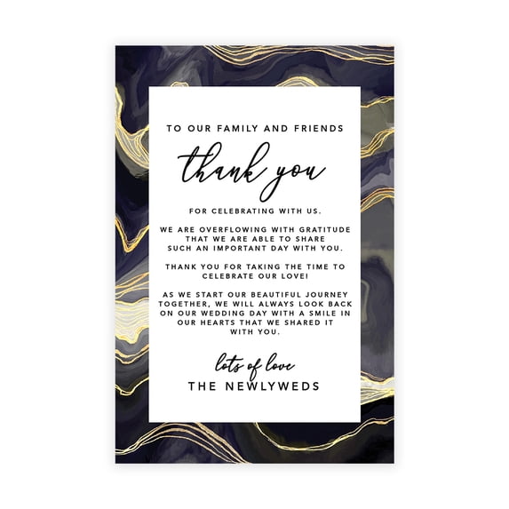 Koyal Wholesale Marble Agate Wedding Thank You Place Setting Cards for Table Reception, Dinner Plates, 56-Pack