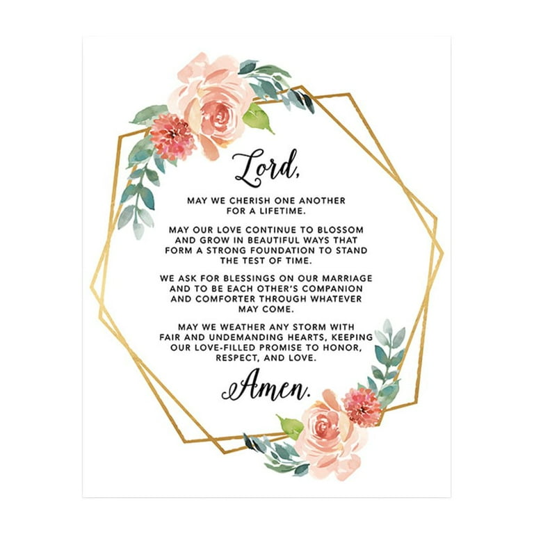Koyal Wholesale Marriage Prayer Canvas Wall Art Decor Geometric Frame with Watercolor Floral Design Wedding Registry