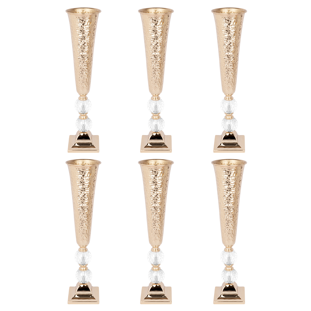 Koyal Wholesale Metallic Copper Hammered Metal Trumpet Vases Elegant