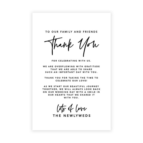 Koyal Wholesale Minimal Line Wedding Thank You Place Setting Cards for Table Reception, Dinner Plates, 56-Pack