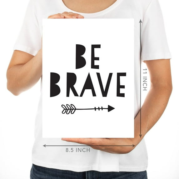 Koyal Wholesale Minimalist Scandinavian Black White Theme Nursery Kids Room Unframed Wall Art Poster, 8.5x11-inch, Inspirational, Be Brave, Dream Big, Oh The Places You'll Go, 6-Pack
