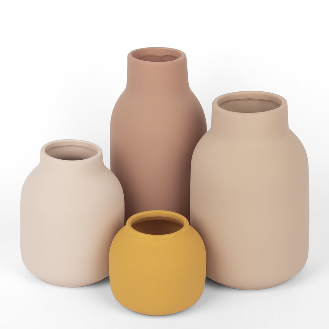 Modern Teardrop Ceramic Vase Set in Multi-Color, 4-Piece