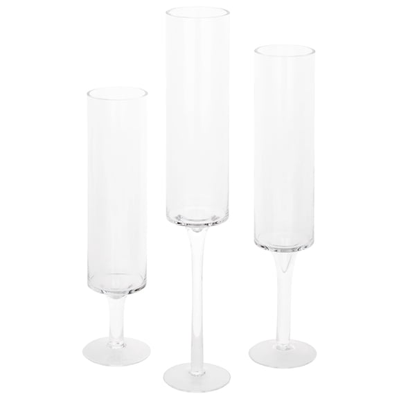 Koyal Wholesale Modern Skinny Pedestal Candle Holders for Tabletop Decor, Slim Long-Stem Candle Holders, Set of 3