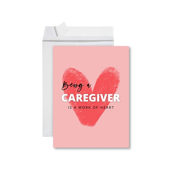 Koyal Wholesale National Caregivers Day Jumbo Card, A Work of Heart, Blank Greeting Card with Envelope, Him, Her, 1-Pack
