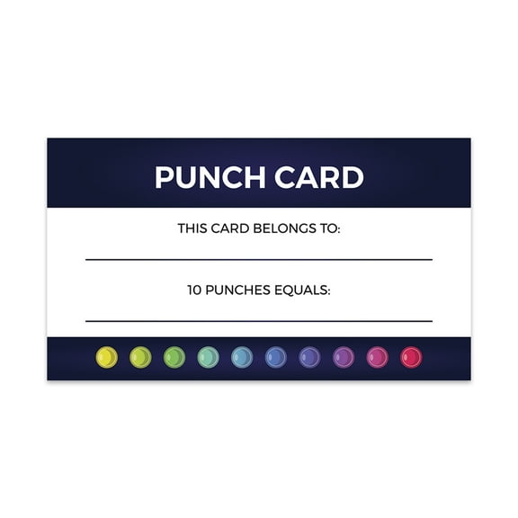 Koyal Wholesale Navy Blue Reward Punch Cards, Loyalty Cards for Small Business Customers, 100-Pack