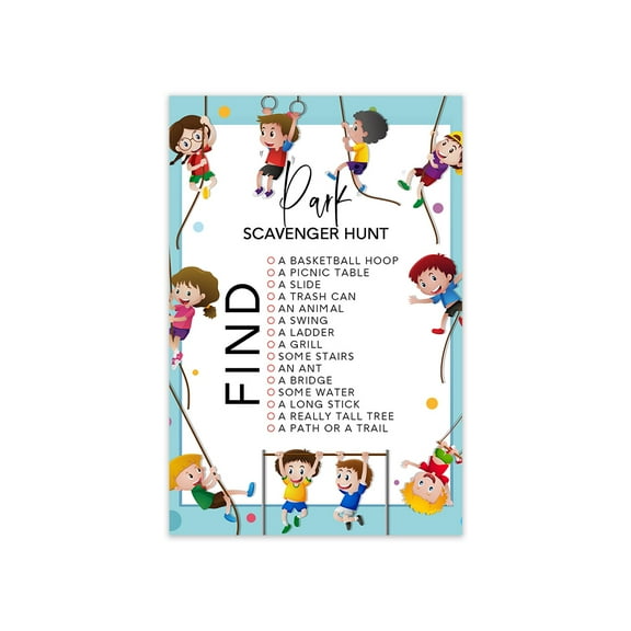 Koyal Wholesale Park Scavenger Hunt Game Cards, Playground Scavenger Hunt, Treasure Hunt Bundle, Set of 20