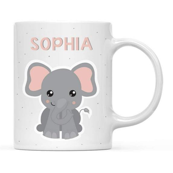 Koyal Wholesale Personalized 11oz. Kids Milk Hot Chocolate Mug, Baby Elephant, 1-Pack