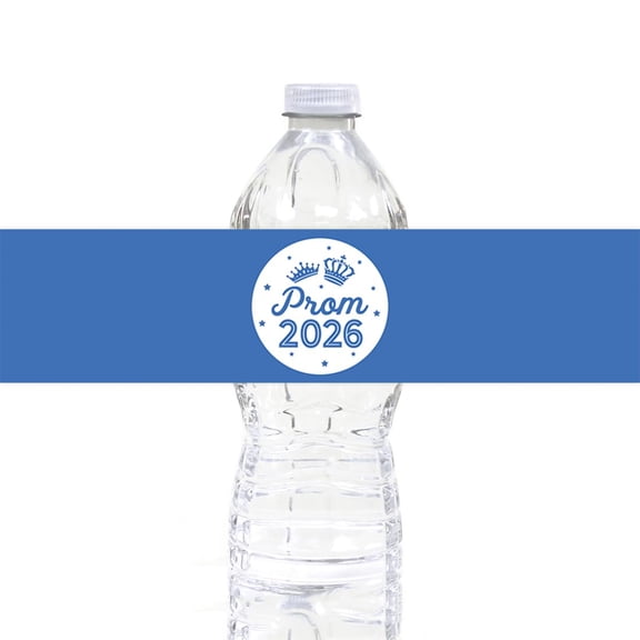 Koyal Wholesale Prom Night Royal Blue Water Bottle Labels, Waterproof Party Stickers, 20 Pack