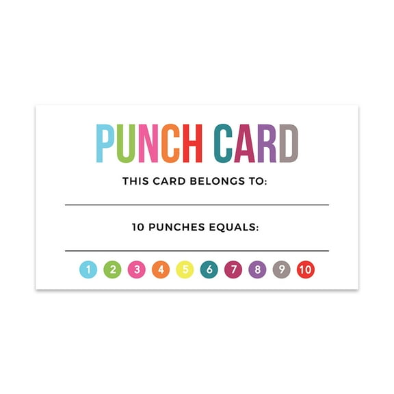 Koyal Wholesale Rainbow Reward Punch Cards, Loyalty Cards for Small Business Customers, 100-Pack