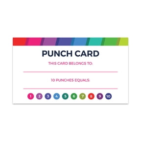 Koyal Wholesale Rainbow Stripes Reward Punch Cards, Loyalty Cards for Small Business Customers, 100-Pack