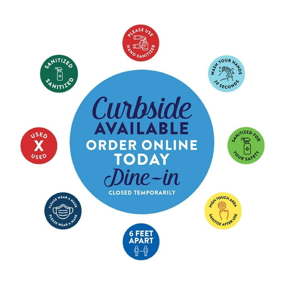 Koyal Wholesale Restaurant Social Distancing Curbside Available, Order Online Today Business Signs, 50-Pack, Vinyl