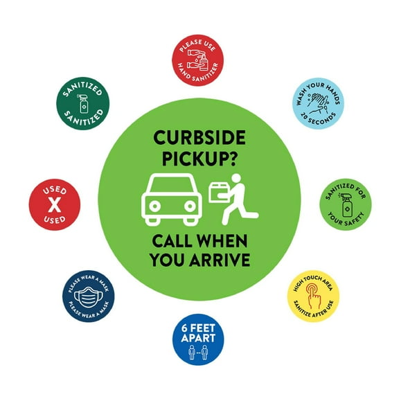 Koyal Wholesale Restaurant Social Distancing Curbside Pickup? Call When You Arrive Business Signs, 50-Pack, Vinyl Decals