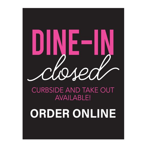 Koyal Wholesale Restaurant Social Distancing Dine-In Closed, Curbside & Takeout Available Business Signs, 10-Pack