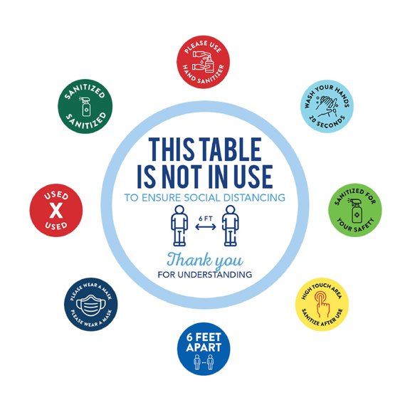 Koyal Wholesale Restaurant This Table Is Not In Use To Ensure Social Distancing, Thank You For Your Business Sign, 50-Pk