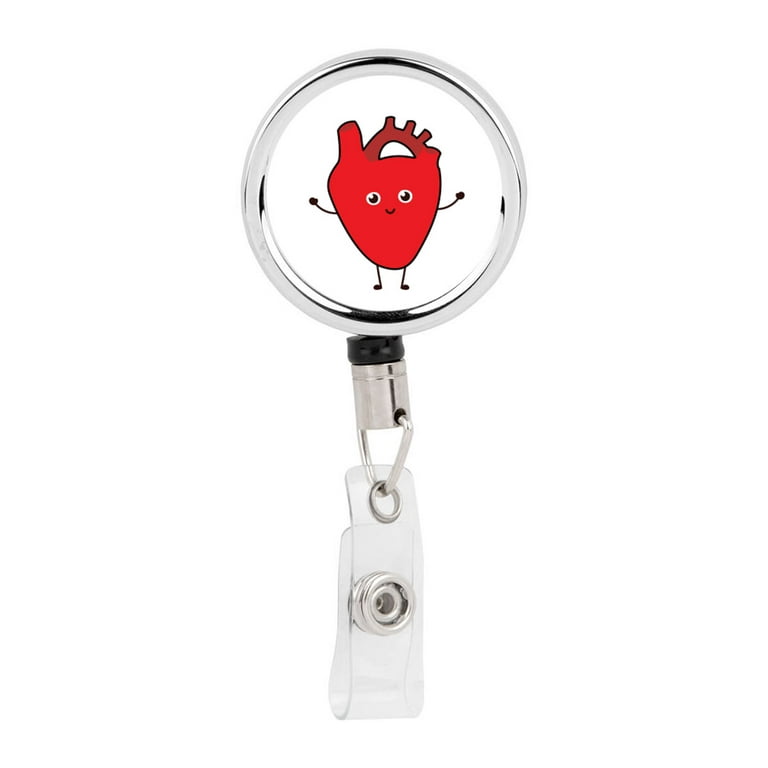 Koyal Wholesale Retractable Badge Reel Holder With Clip, Heart Design, Funny  Cartoon Animated Organs 