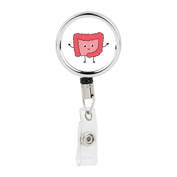 Koyal Wholesale Retractable Badge Reel Holder With Clip, Intestines, Funny Cartoon Animated Organs
