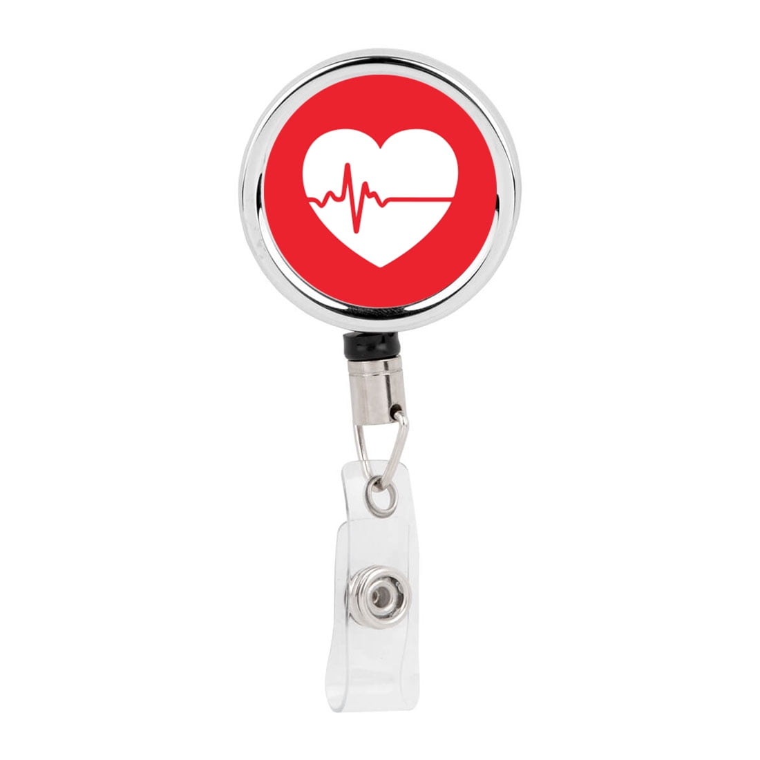 Koyal Wholesale Retractable Badge Reel Holder With Clip, Key Belt Clip EKG  Heart 
