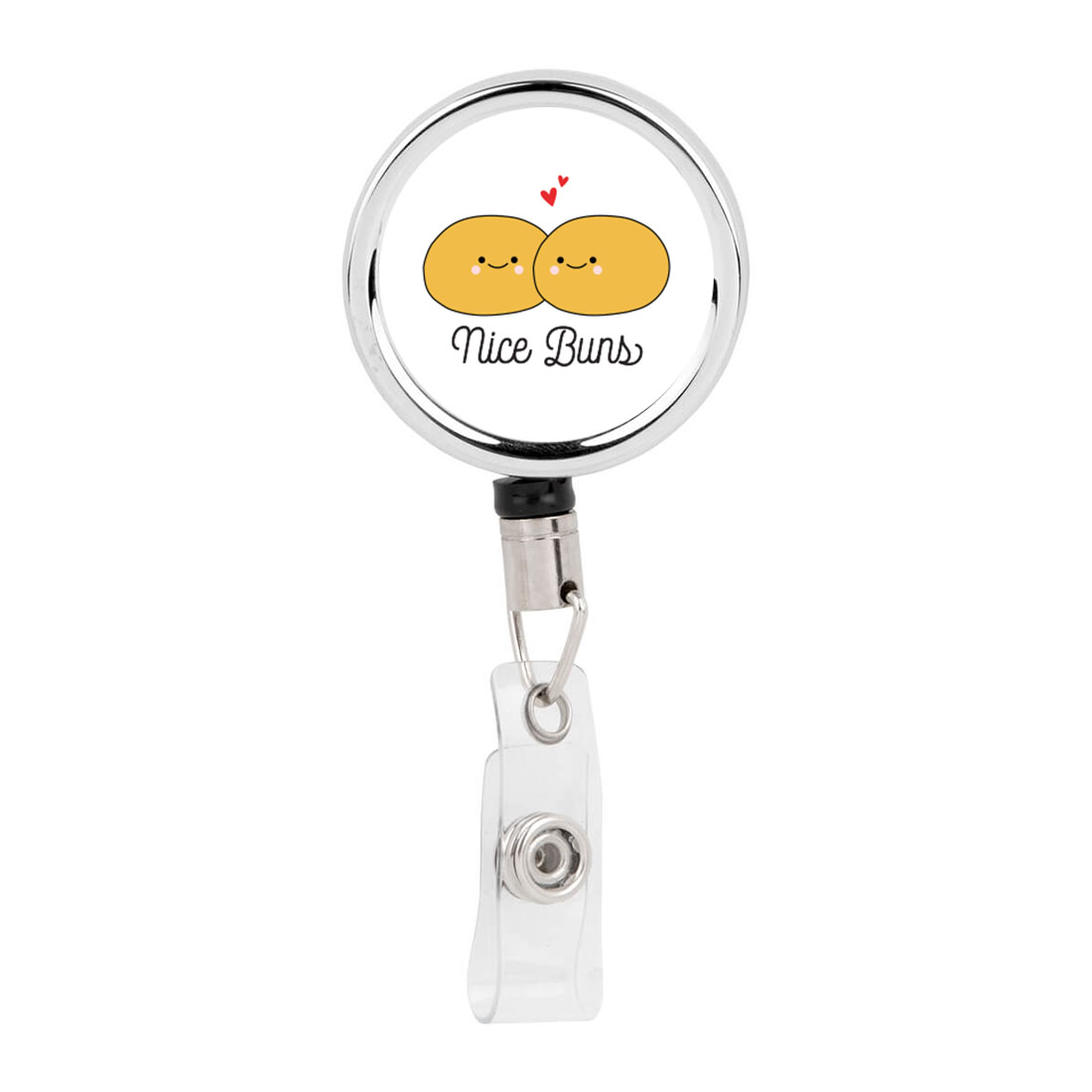 Koyal Wholesale Retractable Badge Reel Holder With Clip, Nice Buns, Funny Food Pun Anime
