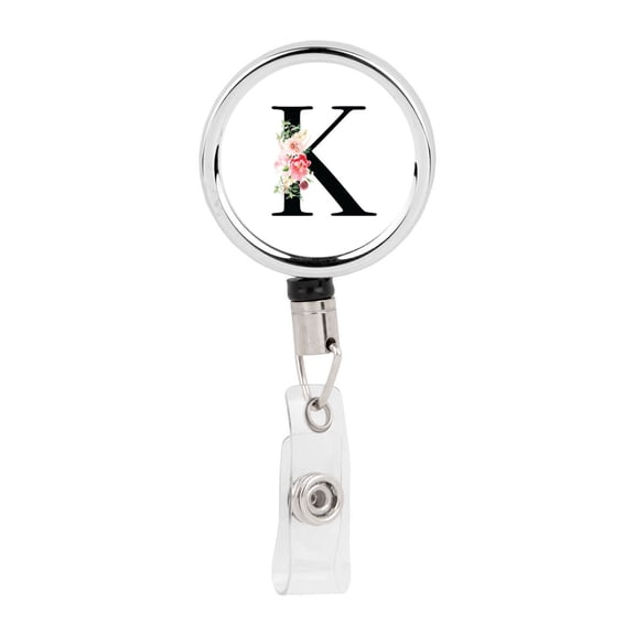 Koyal Wholesale Retractable Badge Reel Holder With Clip, Roses Monogram K