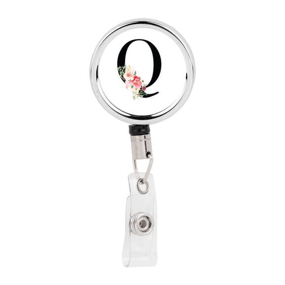 Koyal Wholesale Retractable Badge Reel Holder With Clip, Roses Monogram Q