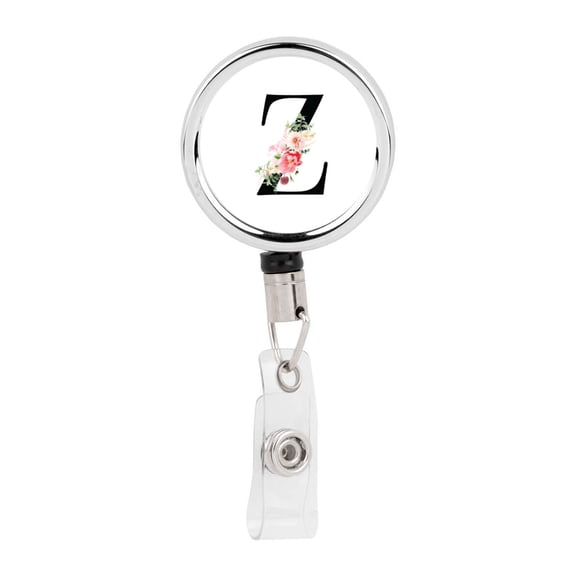 Koyal Wholesale Retractable Badge Reel Holder With Clip, Roses Monogram Z