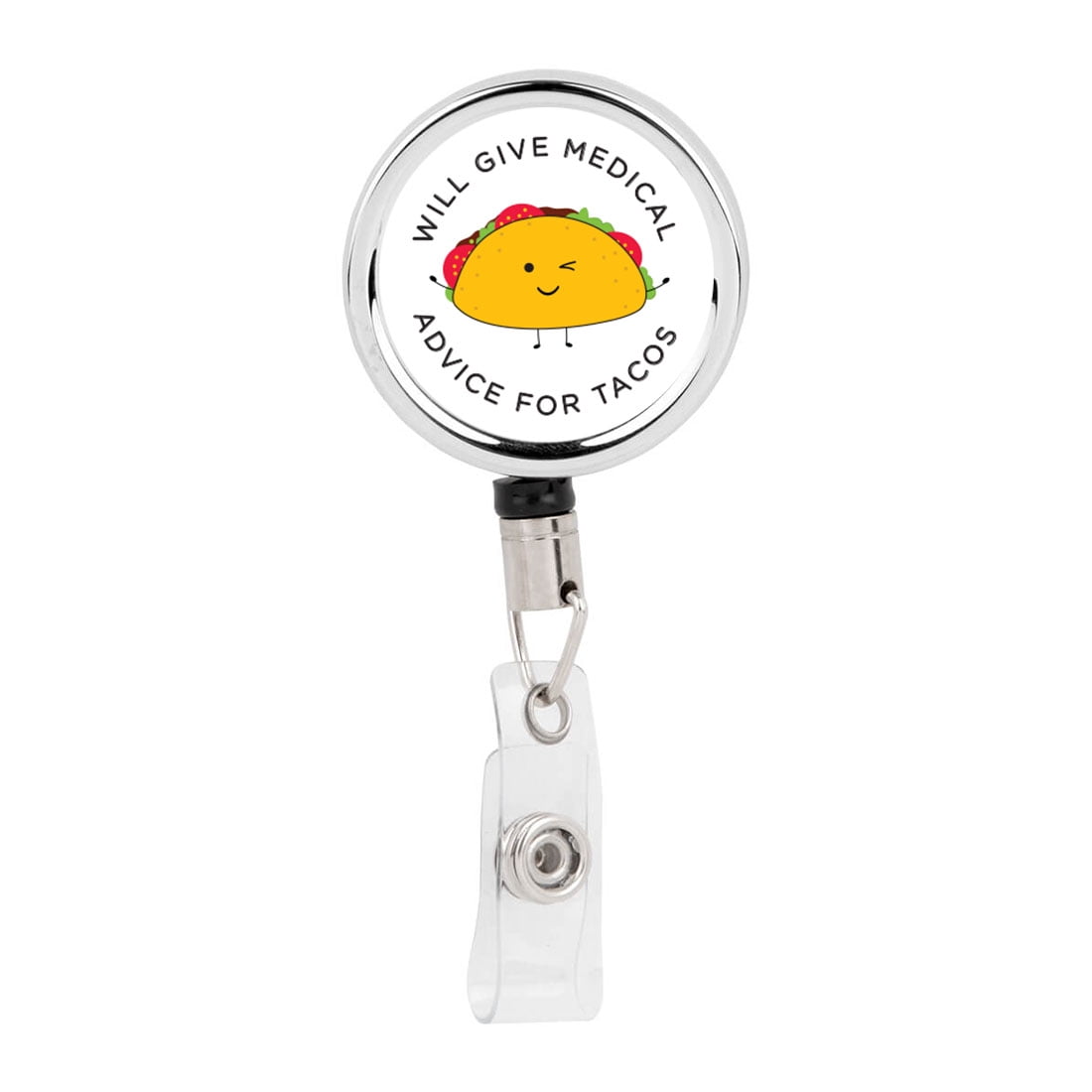 Koyal Wholesale Retractable Badge Reel Holder With Clip, Will Give Medical Advice For Tacos, Funny Food Pun Anime