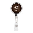 thumbnail image 1 of Koyal Wholesale Retractable Badge Reel Holder With Clip,  Wood Monogram F, 1 of 5