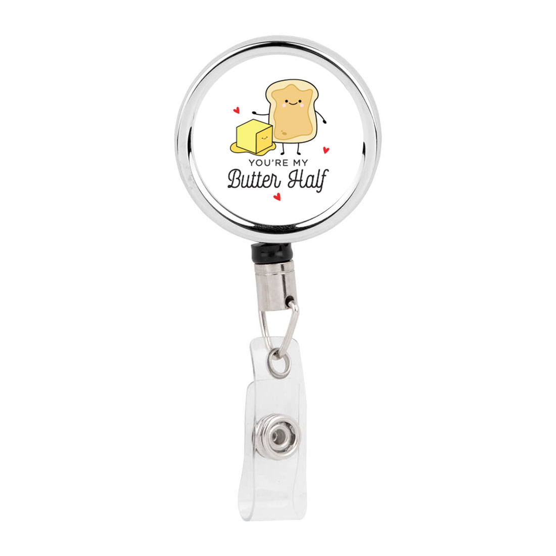 Koyal Wholesale Retractable Badge Reel Holder With Clip, You're My Butter Half , Funny Food Pun Anime