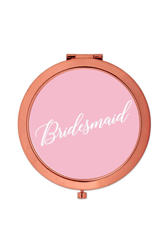 Rose Gold Compact Mirror Bridesmaid Wedding Gift, Blush Pink, 1-Pack
