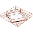 thumbnail image 1 of Koyal Wholesale Rose Gold Glass Mirror Square Trays Vanity Set of 2, Decorative Mirrored Trays for Coffee Table, Bar, 1 of 5
