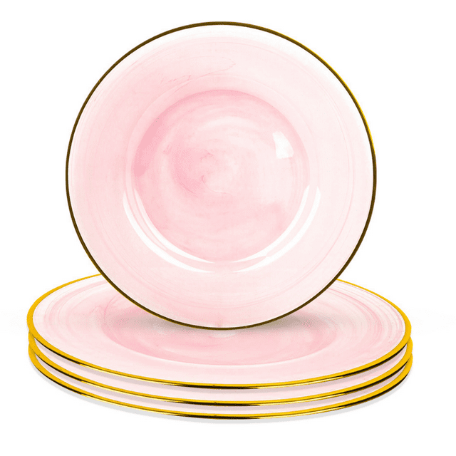 Koyal Wholesale Round 13" Blush Pink Cloud Glass Charger Plates with