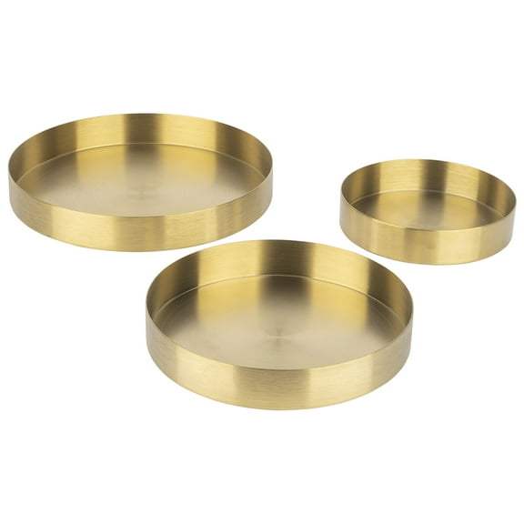 Koyal Wholesale Round Decorative Gold Metal Trays for Coffee Table, Wedding Centerpieces, Candle Holders Home Dcor