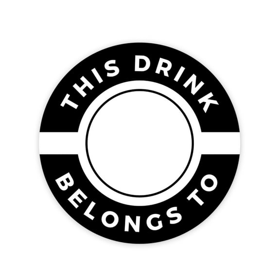 Koyal Wholesale Round Vinyl Drink Stickers, Bold This Drink Belongs To Design, Blank Drink Labels for Weddings, 80-Pack