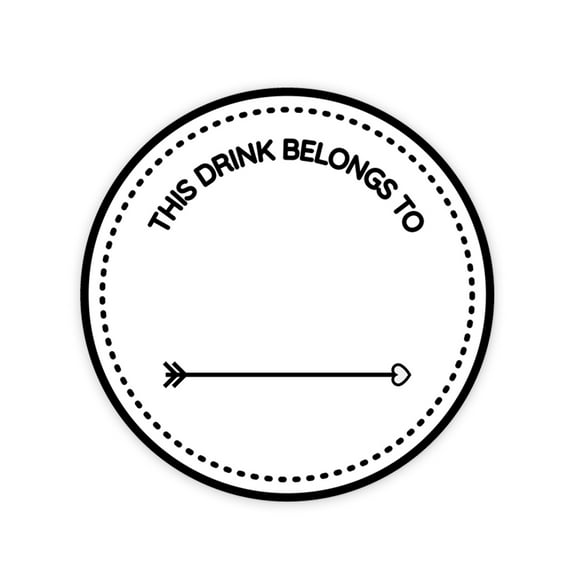 Koyal Wholesale Round Vinyl Drink Stickers, This Drink Belongs To, Arrow Design, Drink Labels for Cocktail Party 80-Pk