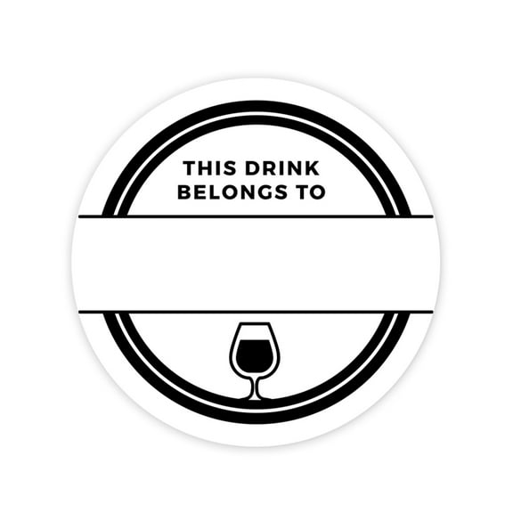 Koyal Wholesale Round Vinyl Drink Stickers, This Drink Belongs To Wine Glass, Drink Labels for Cocktail Party 80-Pack