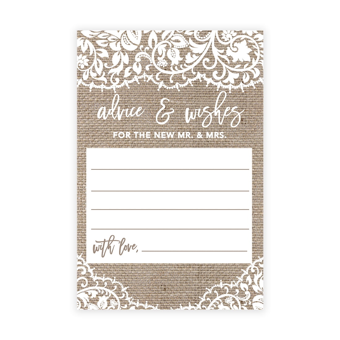 Koyal Wholesale Rustic Burlap and Lace Wedding Advice & Well Wishes