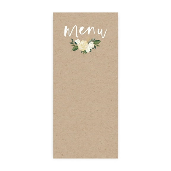 Koyal Wholesale Rustic Kraft Brown with Florals Printable Wedding Paper Menu Cards for DIY Printer, 52-Pack