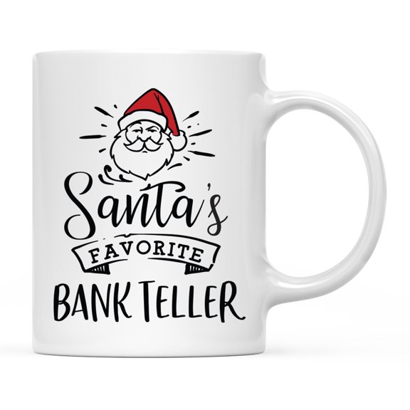 Koyal Wholesale Santa Claus Ceramic Coffee Mug, Santa's Favorite Bank Teller