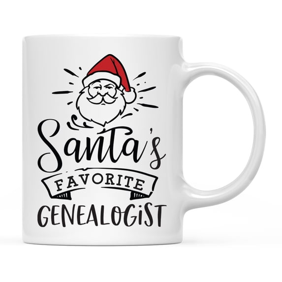 Koyal Wholesale Santa Claus Ceramic Coffee Mug, Santa's Favorite Genealogist