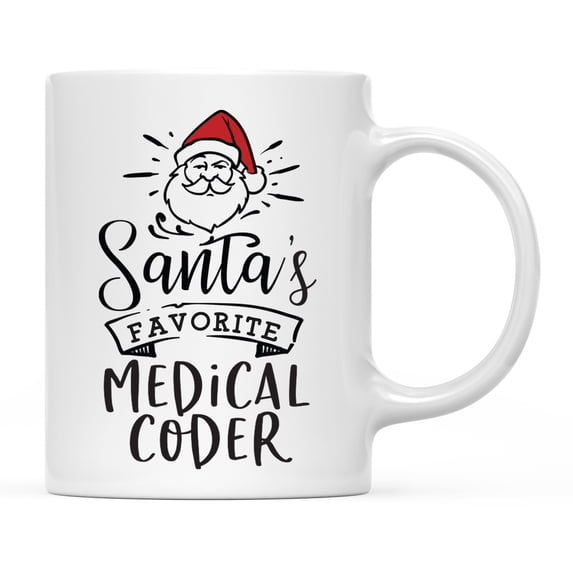 Koyal Wholesale Santa Claus Ceramic Coffee Mug, Santa's Favorite Medical Coder