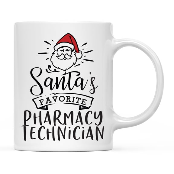 Koyal Wholesale Santa Claus Ceramic Coffee Mug, Santa's Favorite Pharmacy Technician