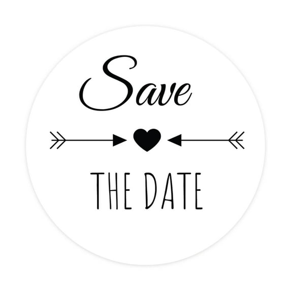 Koyal Wholesale Save The Date Sticker, Black Heart and Arrow Design, Save The Date Seals for Wedding Invitations, 120-Pk