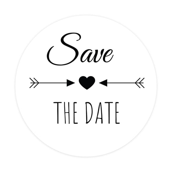 Koyal Wholesale Save The Date Round Sticker Labels, Black Heart Arrow Design, 2-Inch Wedding Envelope Seals, 120-Pack