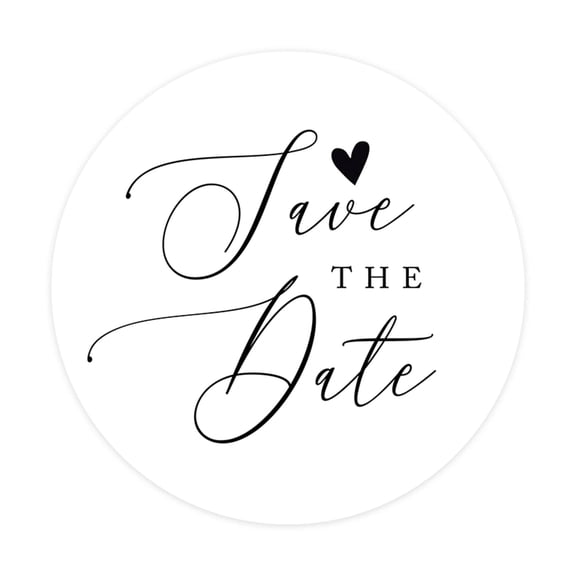 Koyal Wholesale Save The Date Round Sticker Labels, Calligraphy Heart Design, 2-Inch Wedding Envelope Seals, 120-Pack