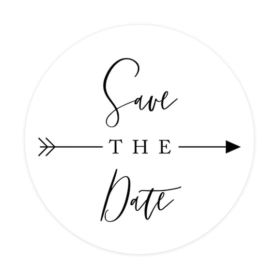 Koyal Wholesale Save The Date Round Sticker Labels, Cursive Arrow Design, 2-Inch Wedding Envelope Seals, 120-Pack