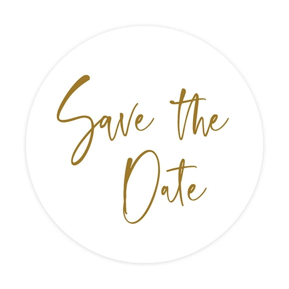 Koyal Wholesale Save The Date Sticker, Cursive Gold Design, Save The Date Seals for Wedding Invitations, 120-Pack