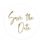 Koyal Wholesale Save The Date Round Sticker Labels, Cursive Gold Design, 2-Inch Wedding Envelope Seals, 120-Pack