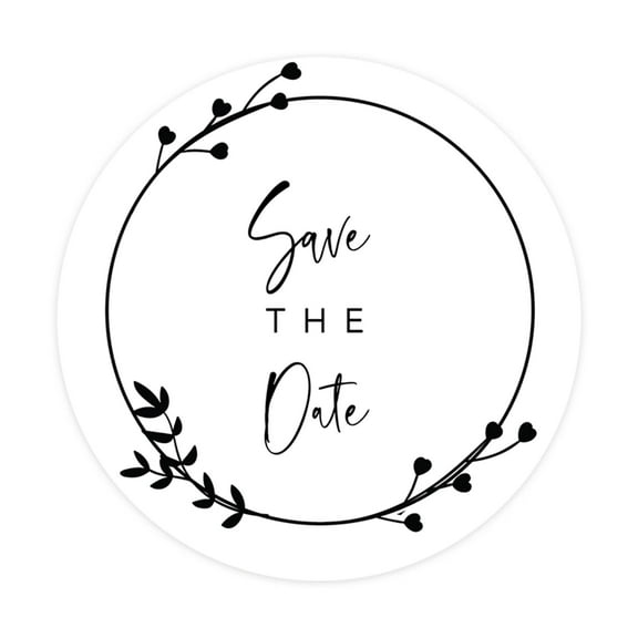 Koyal Wholesale Save The Date Sticker, Cursive Minimal Round Frame Design, Save The Date Seals for Invitation, 120-Pack