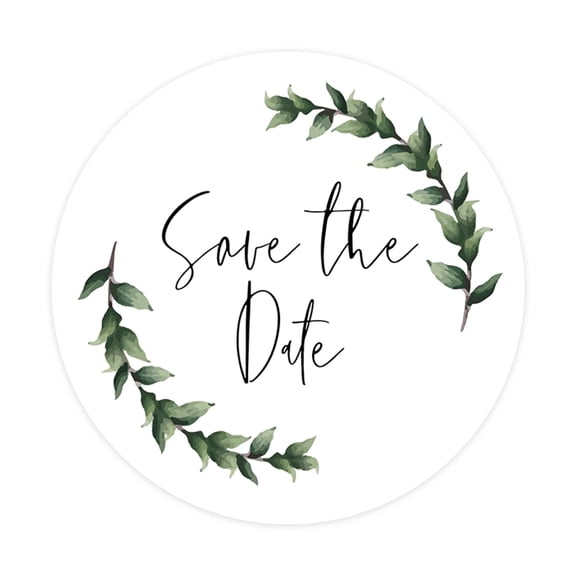 Koyal Wholesale Save The Date Round Sticker Labels, Green Foliage Design, 2-Inch Wedding Envelope Seals, 120-Pack